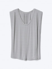 Scoop cap sleeve stripe tee