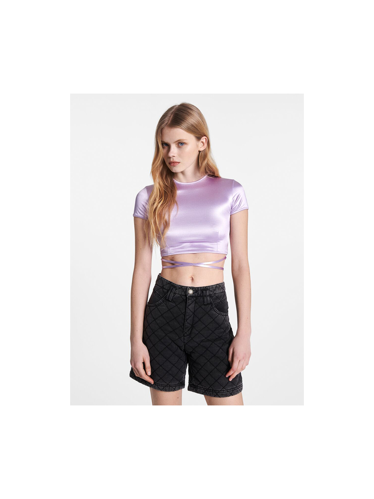 Satin strappy T-shirt