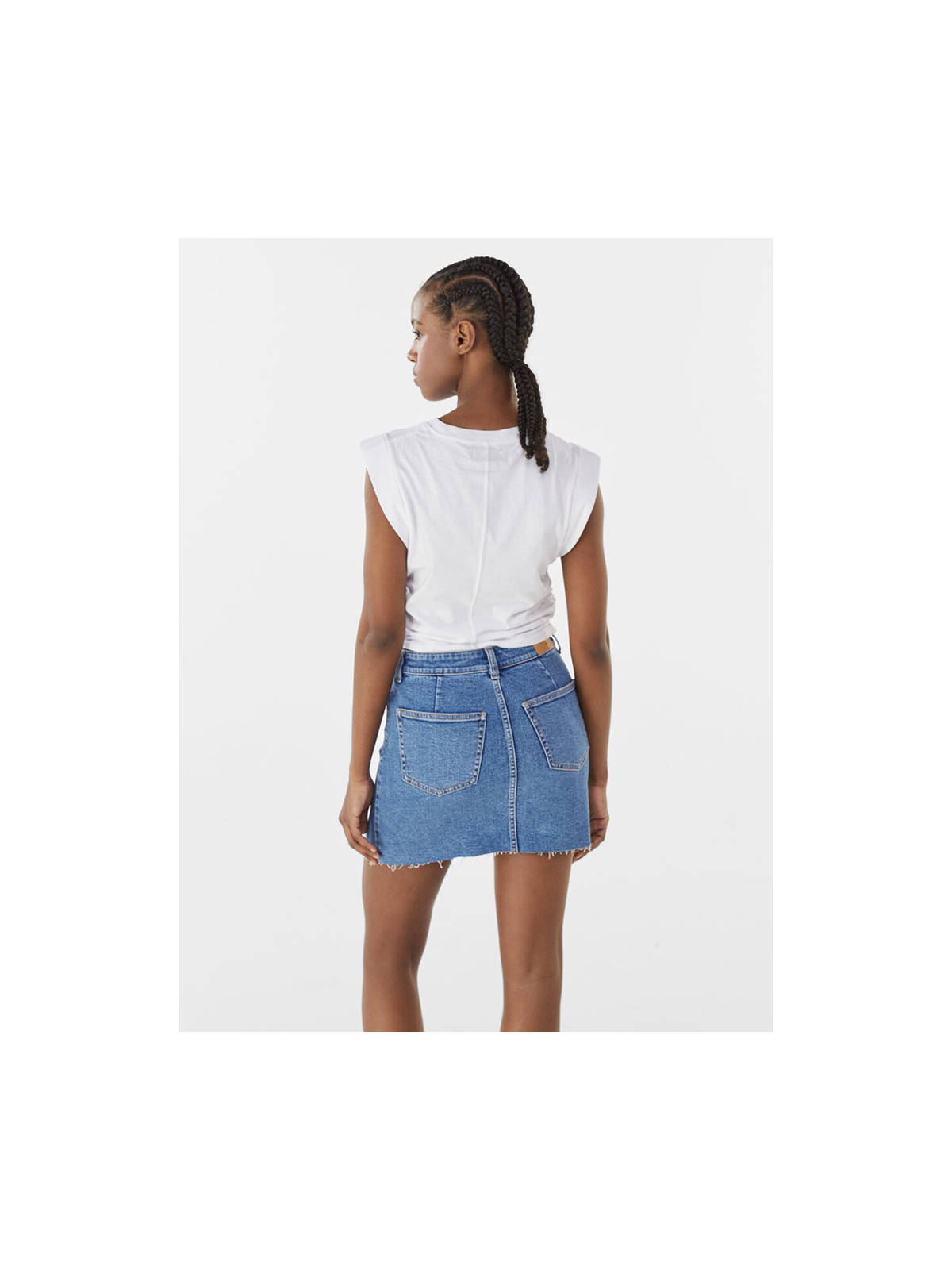 High-waist denim mini skirt