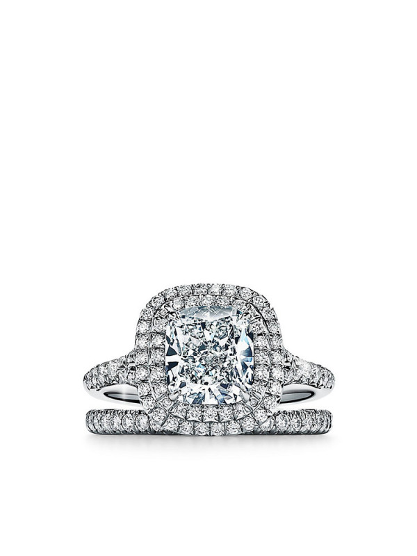 Engagement Ring with a Diamond Platinum Band