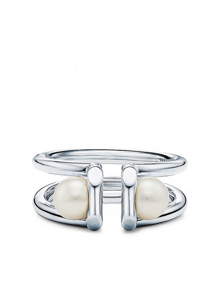 Double Pearl Ring in Sterling Silver