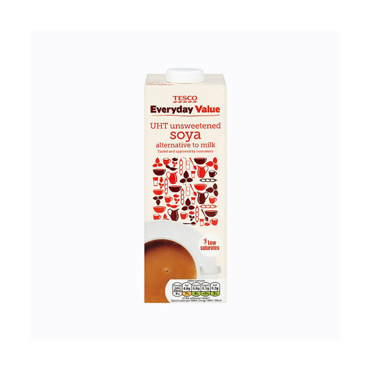 Tesco Everyday Value Soya Unsweetened Longlife Milk